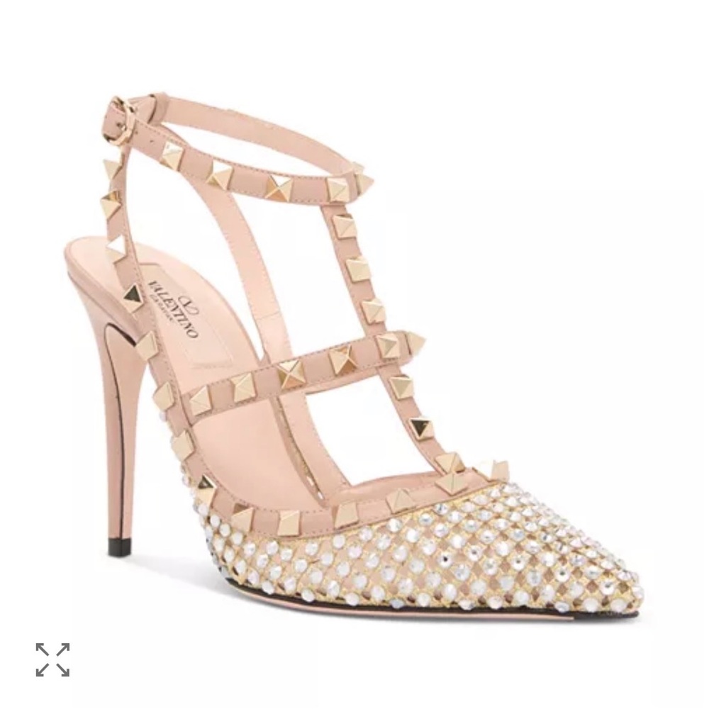 💎Valentino Garavani💎Rockstud 100mm Caged Pumps with Mesh and Rhinestones